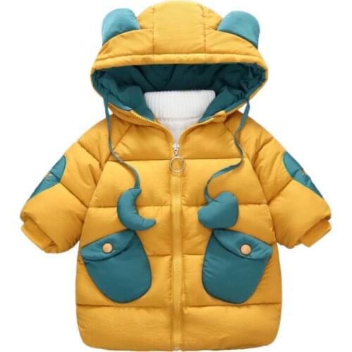 Baby girls winter warm cotton coat 2-7T little kids snow suit cute hooded thickening baby outfit windbreaker jacket for girls tp