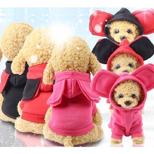 Winter Cotton Warm Pet Dog Clothes Puppy Cats Sweatershirt Jacket Big Ears Street Fashion Cute Hoodies For Small Dogs Apparel