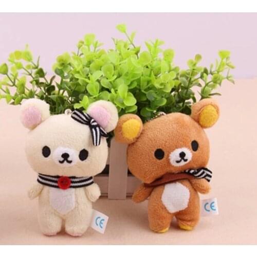 1pcs Kawaii Standing 11CM Lover Rilakkuma Bear Plush Stuffed TOY Soft Figure DOLL Key Chain Design Pendant Charm TOY