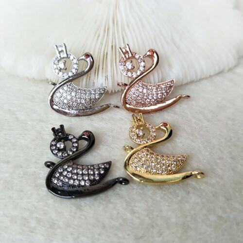 10 Pieces CZ zircon Micro Pave Connector,swan Double Bails Beads Charm,DIY Bracelet necklace Jewelry Finding CT305
