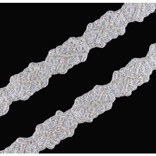 10Yard Handmade Luxury Wedding Rhinestone Applique Patch Trim Hot Fix Bling Crystal Trimming Button For Bridal Dress/Hair/Shoes