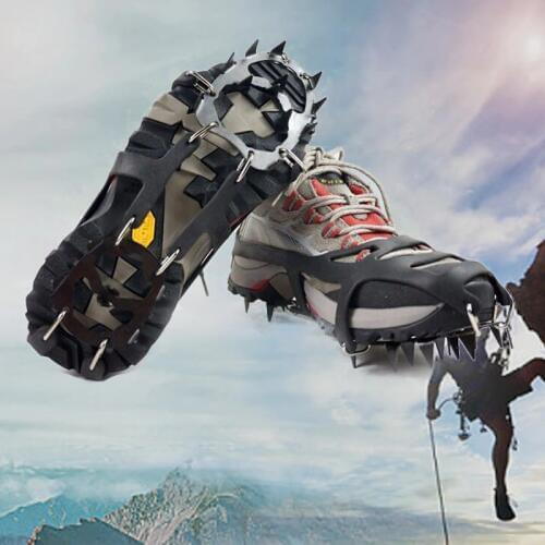 High Quality 2pcs 18-Teeth Sports Anti-Slip Ice Gripper Cleats Shoe Boot Grips Crampon Chain Spike Snow for Hiking Climbing