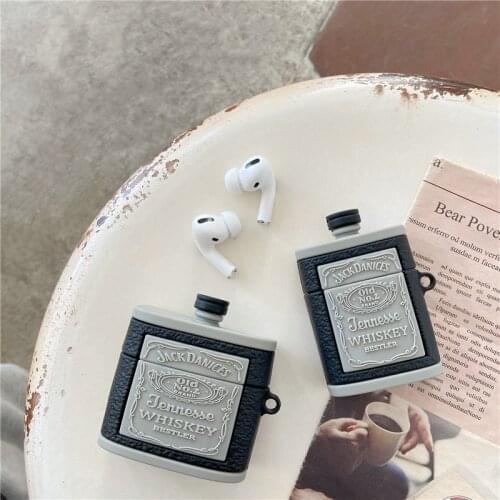 3D Whiskey Bottle Cartoon Headphone Earphone Silicone Case for Airpods 1/2 Wireless Headset Cover for Airpods Pro 3 Box