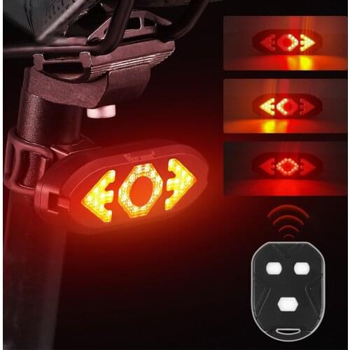 5 Modes Bike Turn Signals Taillight With Remote Control Mountain Bike Tail Light With Horn Rechargeable Waterproof Cycling Light