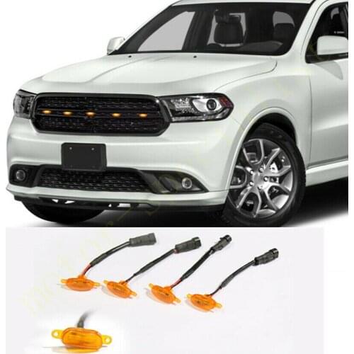 5pcs LED Car Front Grille LED Amber Light Raptor Style Light Kit Decor W/ Wire Speed For Dodge Durango 2011-2021