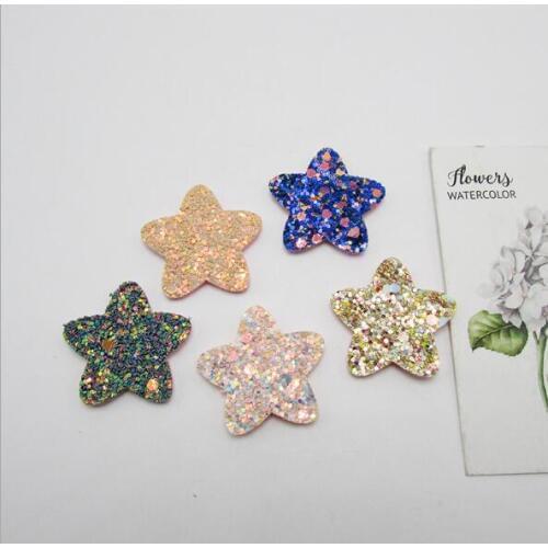 50pcs/lot 3.5cm Shiny/Glitter Star Padded Appliques For Hair Accessories, Hair clip Accessories, Children garment Decoration
