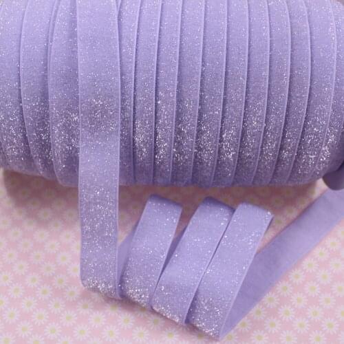 50 yards Lilac Color Velvet Metallic elastic 5/8 inch Glitter elastic Ribbon C16-DL-9(7)