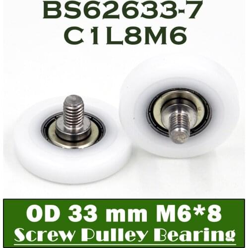 626ZZ Screw Pulley Bearing OD 33 mm M6*8 ( 2 PCS ) Doors and Windows Roller Mute Wheel POM 626 Plastic Covered Bearings