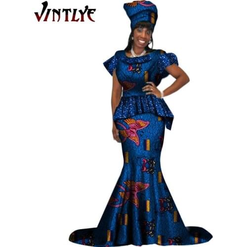 African Women Robe African Clothes for Women 3 Piece Sets Patwork Top and Skirts with Headwrap Floral Print Dashiki Attire Wy195