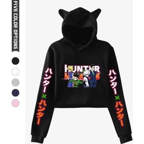 Anime shirt Hunter X Hunter Hoodies Kpop Women Sweatshirt Harajuku Manga Cat Ears Pullover Spring Autumn Girls Crop Tops