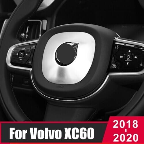 Stainless Steel Car Styling Steering Wheel Logo Emblem Cover Ring Trim Stickers For Volvo XC60 2018 2019 2020 Accessories