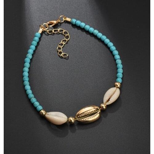 Beach Strand Beads Natural Shell Foot Chain Ankle Bracelet for Women Bohemian Gold Silver Adjustable Handmade Anklets Jewelry