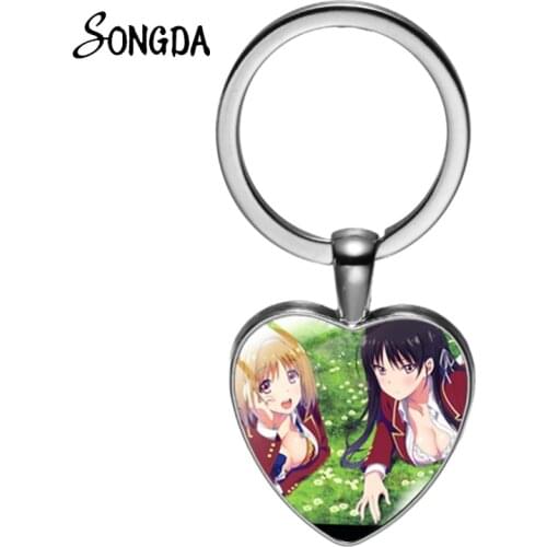 Japan Anime Classroom of The Elite Heart Shape Keychain Convex Glass Surface Keyring Women Bag Pendant And Man Car Key Trinket