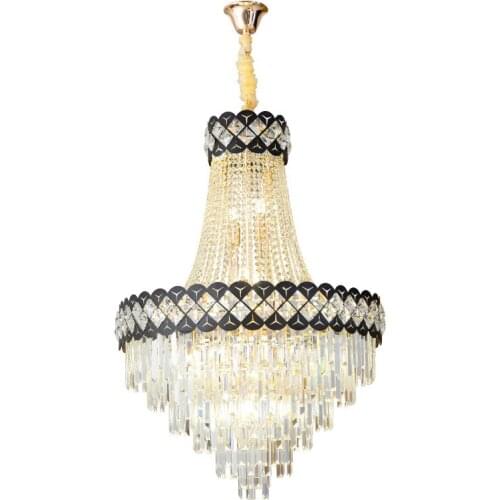 Duplex Building Crystal Chandelier Spiral Staircase Hall Post-Modern Villa Living Room Hollow Light Luxury Suspended Gloss Lamp