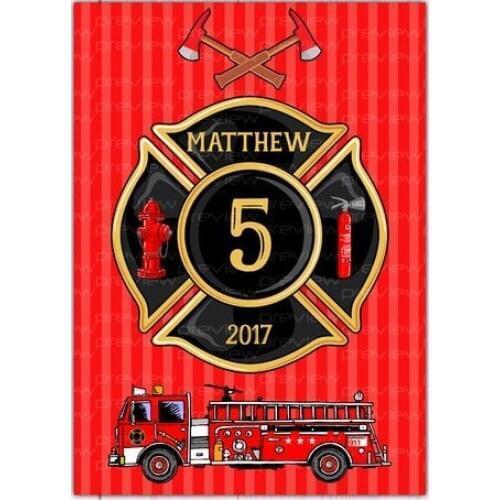Custom Fire Truck Fireman Ladder Birthday Poster Door backdrops High quality Computer print party background