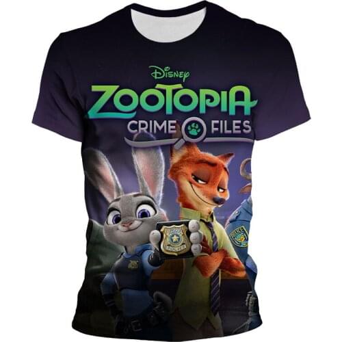 Zootopia Zootropolis Oversize Women T-shirts Summer Cartoon Anime Mens Clothing Disney 3D Print Harajuku Children T Shirt