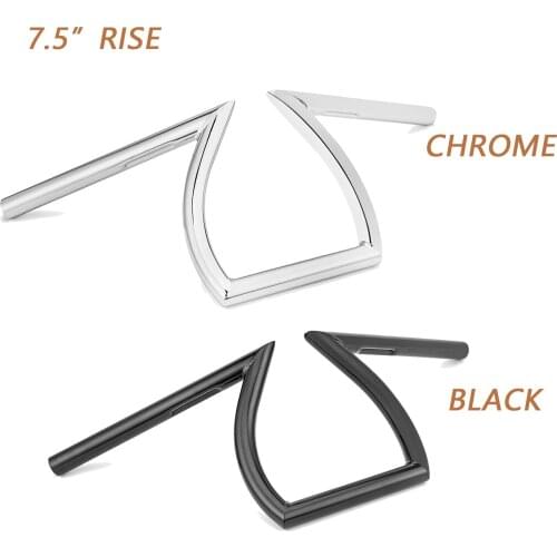 Gloss Black Chrome 7.5" Rise Z Style Handlebar For Harley Yamaha Kawasaki Suzuki Honda Or Any Custom Applications With 1" Bar