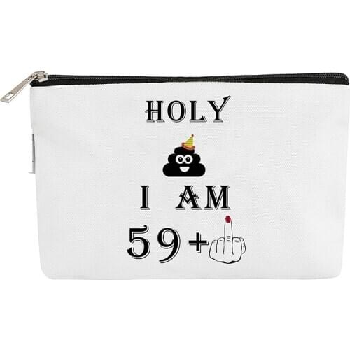 59+1 60 & Fabulous canvas Makeup Cosmetic bag Mother grandma 60th 60 years old sixty Birthday Party Gift Decoration present