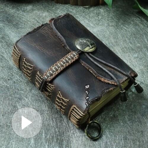 Leather Notebook Thread Bound Copper Clasp Antique Thickened Hand Made Magic Notepad Lovers Gift Children School Office Supplies