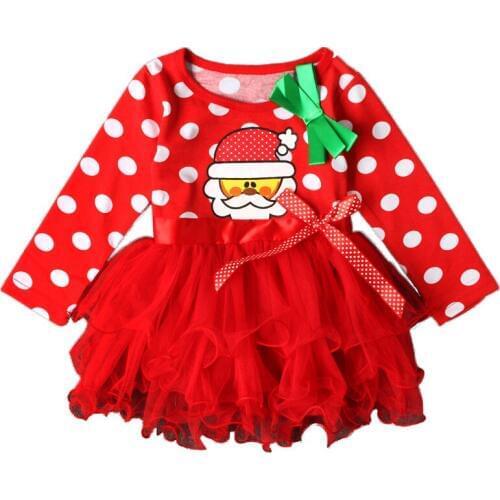 Cute baby clothing child girl autumn winter Christmas dot print butterfly lace edge cake Toddler Kids Baby Girls full Party