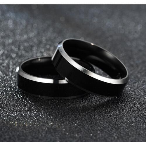 Fashion Mens Simple Double Beveled Stainless Steel Ring Titanium Steel Couple Ring Jewelry Gift