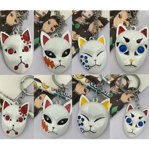 Cartoon Demon Slayer Kimetsu no Yaiba Kamado Tanjirou Demon Slayer Makomo Sabito Mask masquerade Mask metal pendant alloy chain