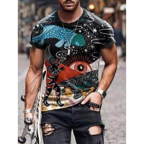 2021 Mens T-shirt Summer Casual Abstract Graffiti 3D Print Short-Sleeve T-shirt Clothing Streetwear O-Neck Fashion Male Tee Top