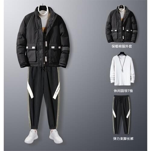 New mens personality fashion thick casual suit mens winter warmth and cotton thick hooded jacket