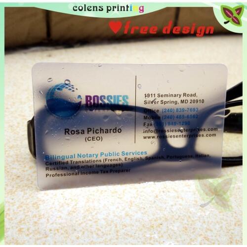 Custom business card printing/ plastic transparent pvc name card printing/waterproof / VIP visiting card