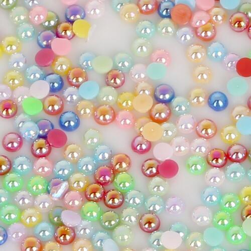 3-14mm 50-1000pcs AB Colors Imitation Pearls Craft Half Round Flatback Beads Decoration For Sewing Shoes Clothes DIY