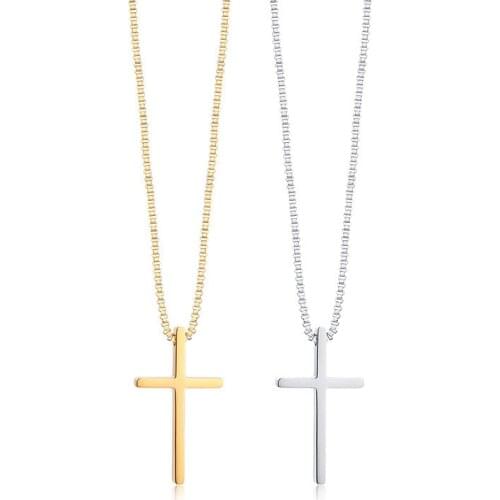 Simple Personality Gold color Stainless Steel Cross Necklace for Women Chain Necklaces High-quality Fashion Jewelry Dropshipping