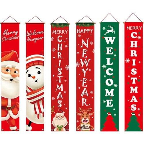 Christmas Door Banner Porch Sign Christmas Decoration For Home Happy Christmas Pendant Merry Christmas Cheer Decoration