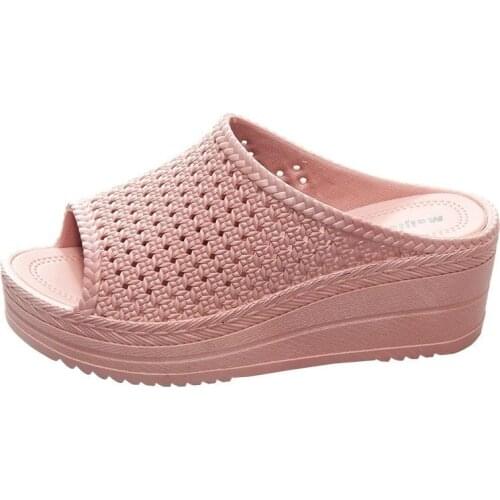 Women Clogs Jelly Sandals Home Non-slip Summer Hole Shoes Female High Heels Slippers Plastic Girls Waterproof EVA Garden Shoes
