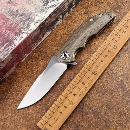 High hardness 20CV steel blade TC4 titanium alloy handle folding knife sharp outdoor camping hunting self-defense EDC tool