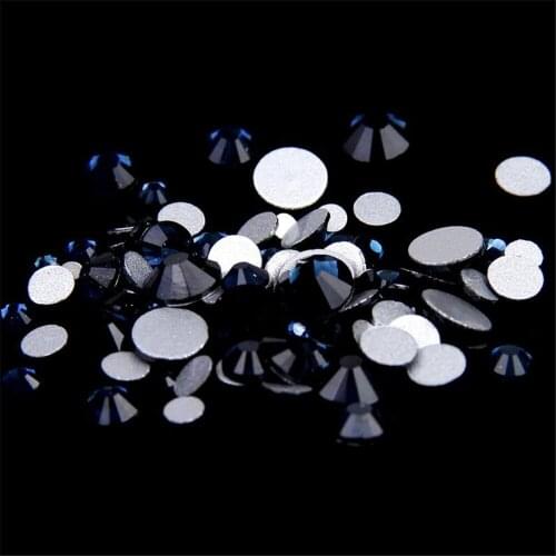 SS3-SS30 Size Select Loose Montana Blue Flatback Crystal Rhinestones DIY Bling Non HotFix Glass Stones Nail Arts Decoration