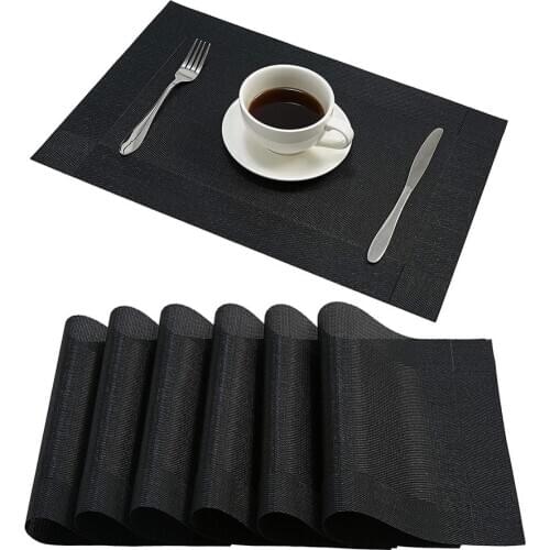 6pcs PVC Heat Insulation Place Mats Rectangle Dining Placemats Kitchen Dinning Table Place Mats Non-slip Dish Bowl Placement