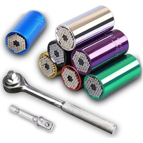 Universal Socket Wrench 7-19mm Torque Wrench Magic Spanner Multi Function Socket Head Universal Ratchet Socket Hand Tools