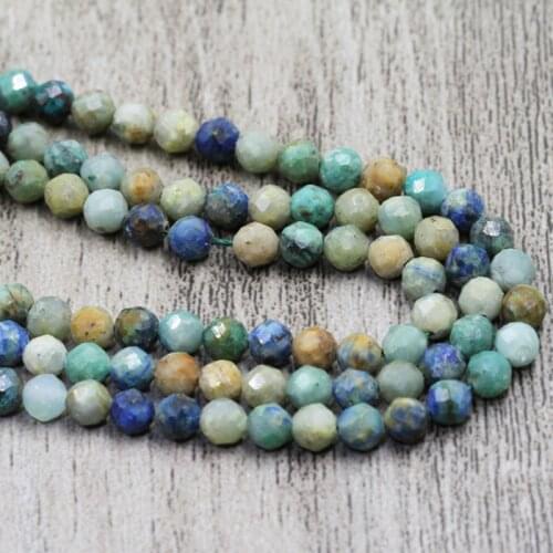 High Quality 3mm Top Section Natural Chrysocolla Fynchenite Round Beads Stone Fashion Cutting Faceted Gem For DIY Design Jewelry