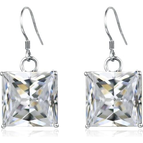 Szjinao Real 925 Sterling Silver Earrings for Women Diamond Wedding Earrings Neo-Gothic Square Handmade Design Fine Jewelry New