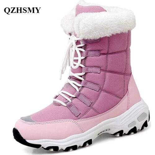 Winter Women Boots Red Keep Warm Short Boots Snow Boots Non-slip Waterproof Platform Ankle Boots Women Leisure Outdoor Shoes