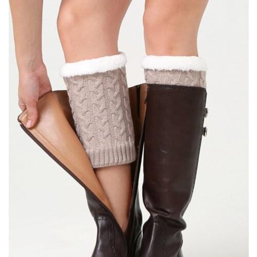 Winter Women Socks Knitting Thickened Knee Warmer Leg Warmer Foot Cover Wool Warm Boot Cover Pair Twisted Socks For Ladies