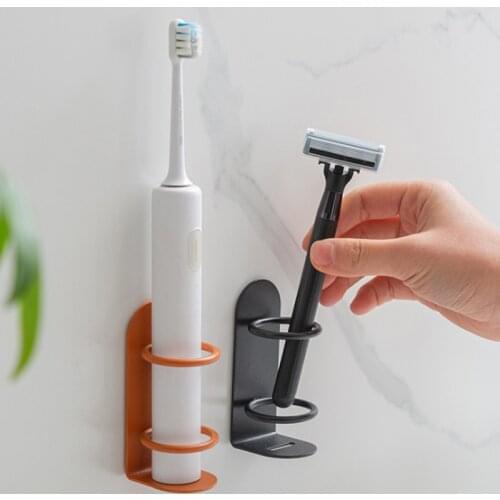 1pcs Iron Bathroom Toothpaste Shaver Storage Rack Electric Toothbrush Holder Wall Mounted Shelf Traceless Stand Rack Organizer