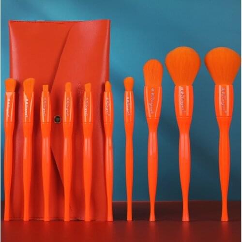 10pcs Professional Makeup Brushes Tool Set With Leather Makeup Bag Eye Shadow Foundation Blush Beauty Make Up Brush Maquiagem