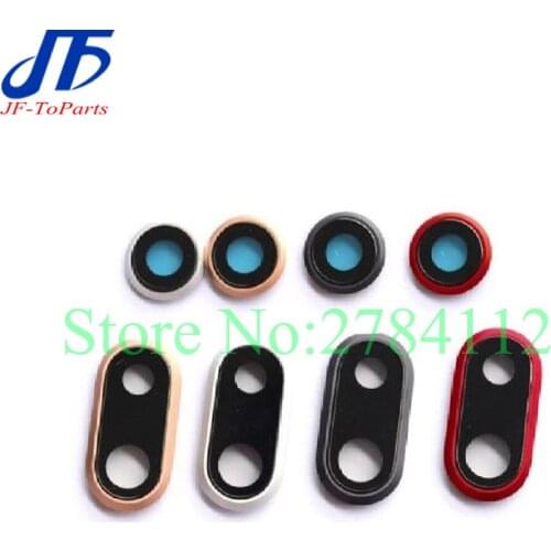 10pcs Back Camera Glass Lens for iPhone X XS MAX 8P 7P 8 7 plus Rear Camera lens real glass Ring Cover Frame Bracket Repalcement