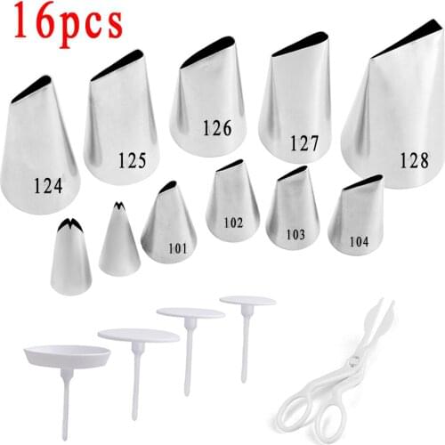 16PCS Piping Flower Scissors Kitchen Accessories DIY Icing Piping Cream Pastry Tips With 11 Nozzle Sets Cake Decorating Tools