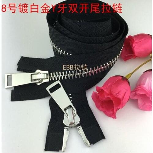 2 Pcs/lot Oversized Long Metal Zipper Double End Head Puller Two-way Fasteners for Clothing Coat Zip Replace Sewing Accessories