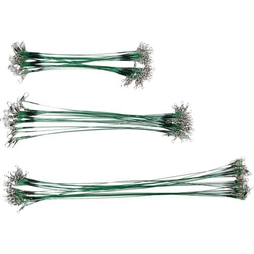 72pcs Fishing Trace Lures Leader Steel Wire with Snap Link Swivel 15/21/30cm Green Fishing Tackles