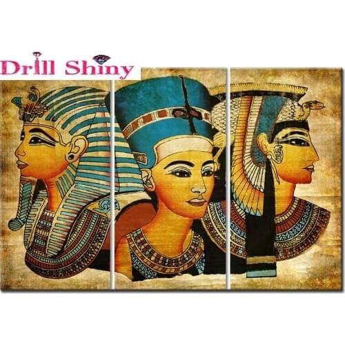 3pcs/set 5D DIY Diamond Painting"Pharaoh Of Ancient Egypt "Full Round 5d Diamond Embroidery Cross Stitch painting Home Decor