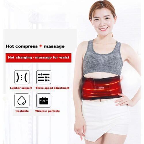 Electric Belt Protection Spine Waist Massager Moxibustion Hot Waist Abdominal Health Massager Vibration Slimming Belt Unisex