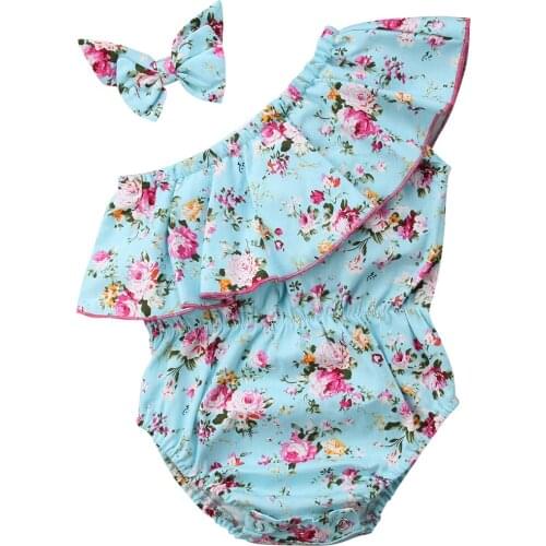 Focusnorm New Fashion Newborn Infant Baby Girls Clothing Print Floral Romper Jumpsuit Sunsuit Outfits Set